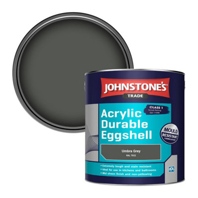 Johnstone's Trade Acrylic Durable Eggshell Walls & Ceilings Emulsion Paint Umbra Grey (RAL 7022) 2.5L