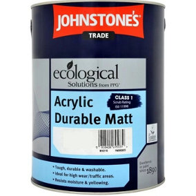 Johnstone's Trade Acrylic Durable Matt Paint - Brilliant White 5L