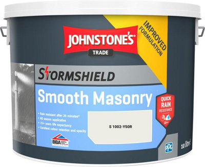 Johnstone's Trade Stormshield Smooth Masonry Paint (S 1002-Y50R) 10L