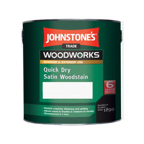 Johnstone's Trade Woodworks Clear Quick Dry Satin Finsh Woodstain - 2.5L