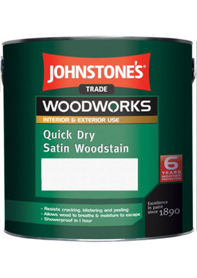 Johnstone's Trade Woodworks Light Oak Quick Dry Satin Finsh Woodstain - 2.5L