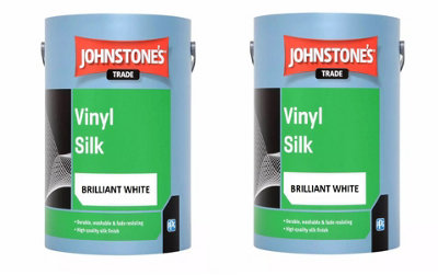 Johnstone's Vinyl Silk Paint Brilliant White 5L Pack of 2