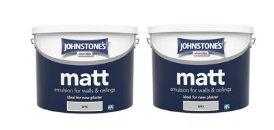 Johnstone's Wall & Ceiling Contract Matt Emulsion Paint Grey 10L Pack of 2