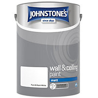 Johnstone's Wall & Ceiling Pure Brilliant White Matt Paint - 5L