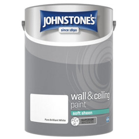 Johnstone's Wall & Ceiling Pure Brilliant White Soft Sheen Paint - 5L