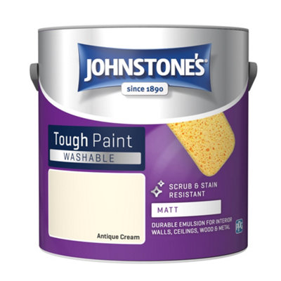 Johnstone's Washable Matt Tough Paint Antique Cream 2.5L DIY at B&Q