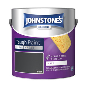 Johnstone's Washable Matt Tough Paint Black - 2.5L