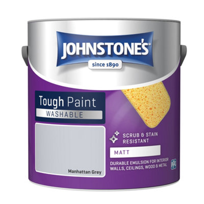 Johnstone's Washable Matt Tough Paint Manhattan Grey - 2.5L