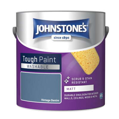 Johnstone's Washable Matt Tough Paint Vintage Denim - 2.5L