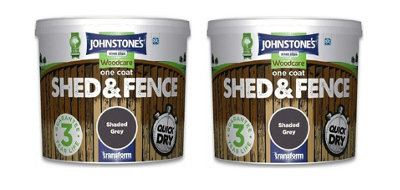 Johnstone's Woodcare Shed & Fence Paint Shaded Grey 9L Pack of 2