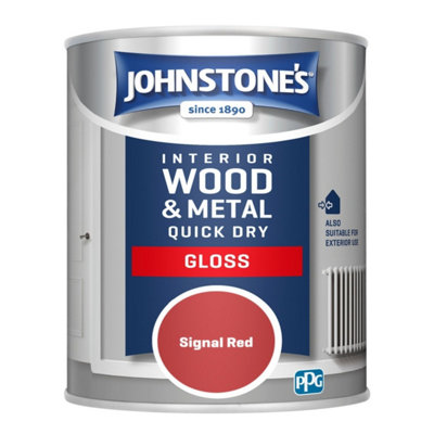 Johnstones Quick Dry Gloss Paint - Signal Red, 750ml - Water-Based ...