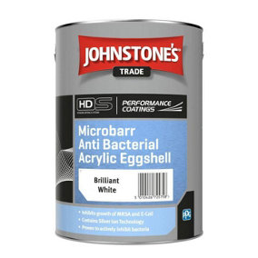 Johnstones Trade Anti Bacterial Acrylic Eggshell Brilliant White 5L