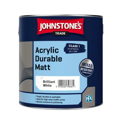 Johnstones Trade Durable Matt Brilliant White 2.5L DIY at B&Q