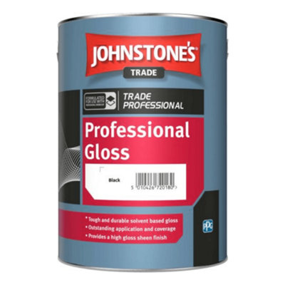 Johnstones Trade Professional Black Gloss Paint 5 Litres