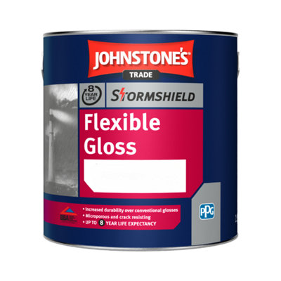 Johnstones Trade Stormshield Flexible Gloss Black 2.5L DIY at B&Q
