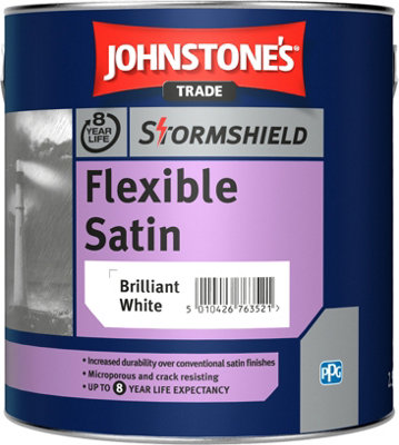 Johnstones Trade Stormshield Flexible Satin Brilliant White 2.5L DIY