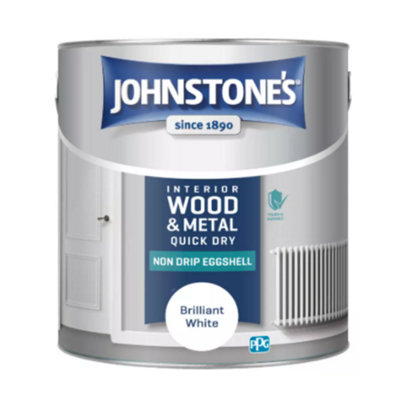 Johnstones White Non Drip Eggshell Quick Dry Interior Paint 2.5L
