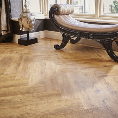 Joiners Oak Natural Timber Effect Parquet 122mm x 610mm LVT Flooring Planks (Pack of 50 w/ Coverage of 3.72m2)