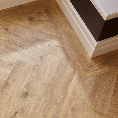 Joiners Oak Natural Timber Effect Parquet 122mm x 610mm LVT Flooring Planks (Pack of 50 w/ Coverage of 3.72m2)