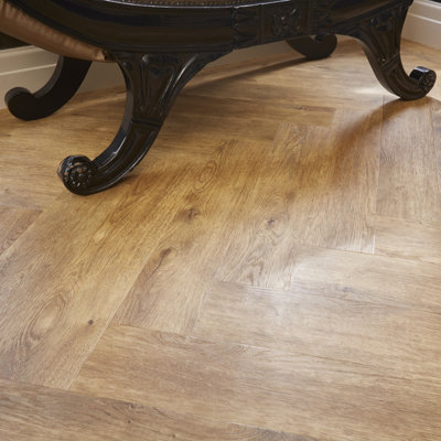 Joiners Oak Natural Timber Effect Parquet 122mm x 610mm LVT Flooring Planks (Pack of 50 w/ Coverage of 3.72m2) - 3