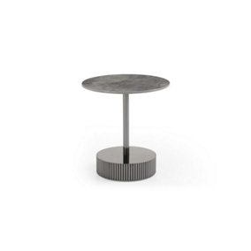 Jolie Round Sintered Stone Side Table - L50 x W50 x H50 cm