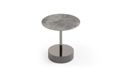 Jolie Round Sintered Stone Side Table - L50 x W50 x H50 cm