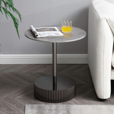 Jolie Round Sintered Stone Side Table - L50 x W50 x H50 cm