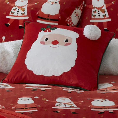 Jolly Santa Plush Fleece Filled Cushion