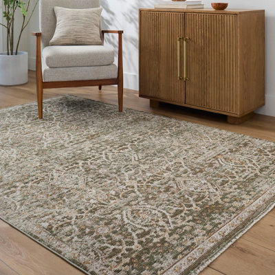 JONI Galey Alix x Livabliss Vintage Traditional Oriental Boho Olive/Cream Area Rug 160 x 230 cm