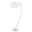 Josephine 1 light Floor Lamp in Bright Nickel plate & Vintage white faux silk