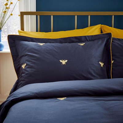Joules Bee Embroidered Duvet Cover Set Single Navy