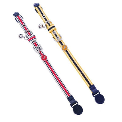 Joules Coastal Stripe Cat Collar Set (Pack of 2) Red/Yellow/Grey (One Size) Price Comparisons | Compare The Build