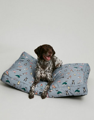 Joules Grey Rainbow Dogs Print Mattress, Thickly padded, Machine Washable, 75cm x 55cm, Medium