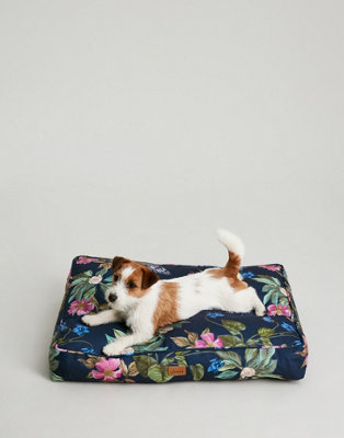 Joules Navy Botanical Floral Print Dog Mattress, Thickly padded, Soft Velvet Material, Machine Washable, 100cm x 80cm, Large Price Comparisons | Compare The Build