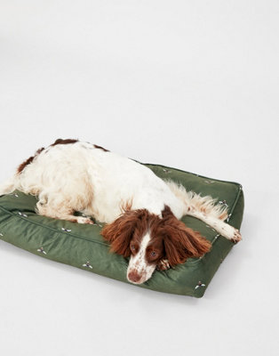 Joules Olive Bee Print Dog Mattress, Thickly padded, Soft Velvet