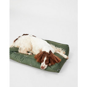 Joules Olive Bee Print Dog Mattress, Thickly padded, Soft Velvet Material, Machine Washable, 75cm x 55cm, Medium