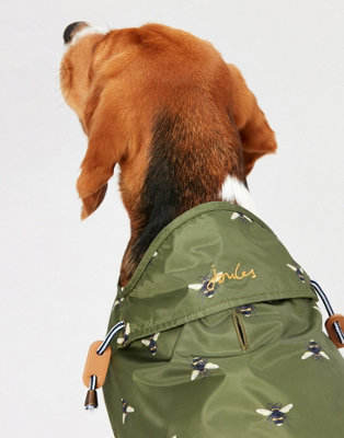 Joules Olive Bee Print Water resistant Dog Coat Lightweight Adjustable Large