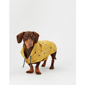Joules Packable Golightly Raincoat for Dogs, Antique Gold Bee Print, Medium