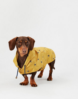 Joules Packable Golightly Raincoat for Dogs, Antique Gold Bee Print, Small