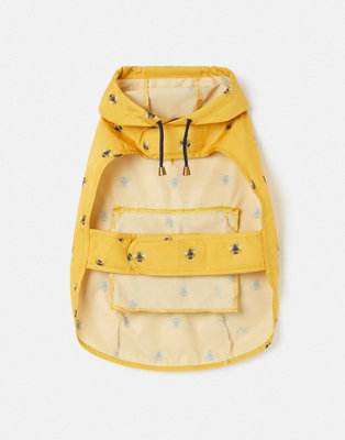 Joules Packable Golightly Raincoat for Dogs, Antique Gold Bee