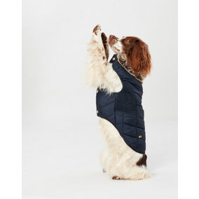 Joules Padded Cherington Dog Coat with Faux Fur Trim, Medium