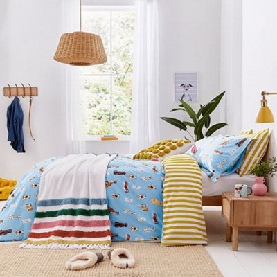 Joules Painterly Dogs Duvet Cover Set King Size Multi DIY at B&Q