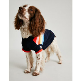 Joules Rainbow Stripe Dog Jumper, Easy On and Off Design, Super Soft, Large