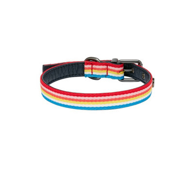 Joules Rainbow Striped Dog Collar Multicoloured (L)