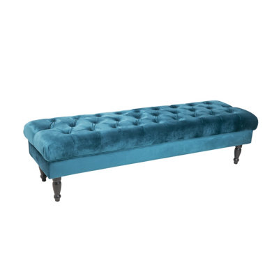 JOY Upholstered Bench, Bedroom Bench Seat, Tufted and Cushioned Entryway Foot Stool. Living Room, Bedroom, Dining Room. EMERALD