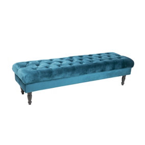 JOY Upholstered Bench, Bedroom Bench Seat, Tufted and Cushioned Entryway Foot Stool. Living Room, Bedroom, Dining Room. EMERALD
