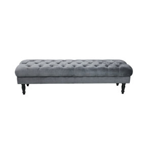 JOY Upholstered Bench, Bedroom Bench Seat, Tufted and Cushioned Entryway Foot Stool. Living Room, Bedroom, Dining Room. GREY