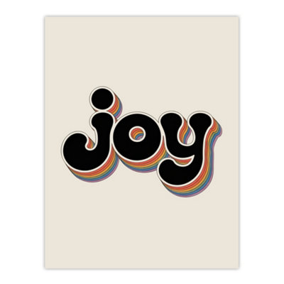 Joy Vibrant Retro Rainbow Font Typography Word Wall Art Print 12X16"
