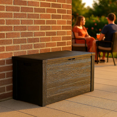 JSH 300L Litre Outdoor Plastic Storage Box with Lid Garden Patio ...