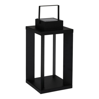 JSH Solar Outdoor Garden Lanterns Set of 2 Black Metal 1200mAh Battery Rechargeable Portable